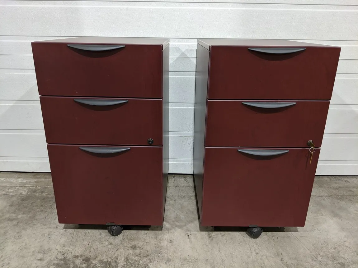 Mahogany Laminate Rolling Pedestal Drawers