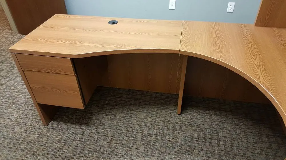 HON Corner Desk with Hanging Drawers and Hutch