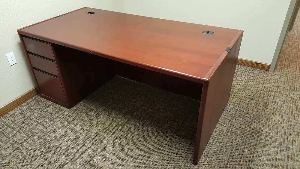 71x36 Cherry Veneer Desk with Pedestal Drawers