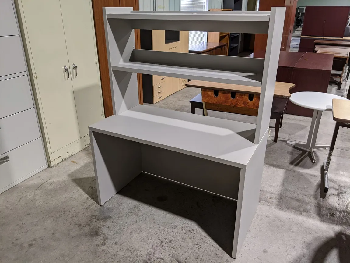 Putty Laminate Desk with Hutch