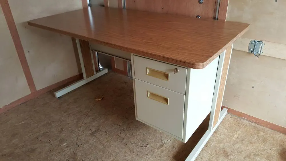 Metal and Laminate Desk Workstation with Locking Drawers