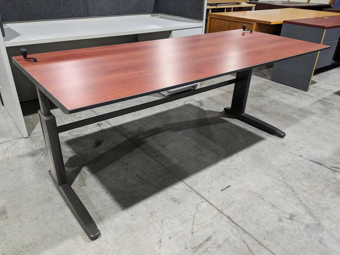 Cherry Laminate Height Adjustable Sit-Stand Desk