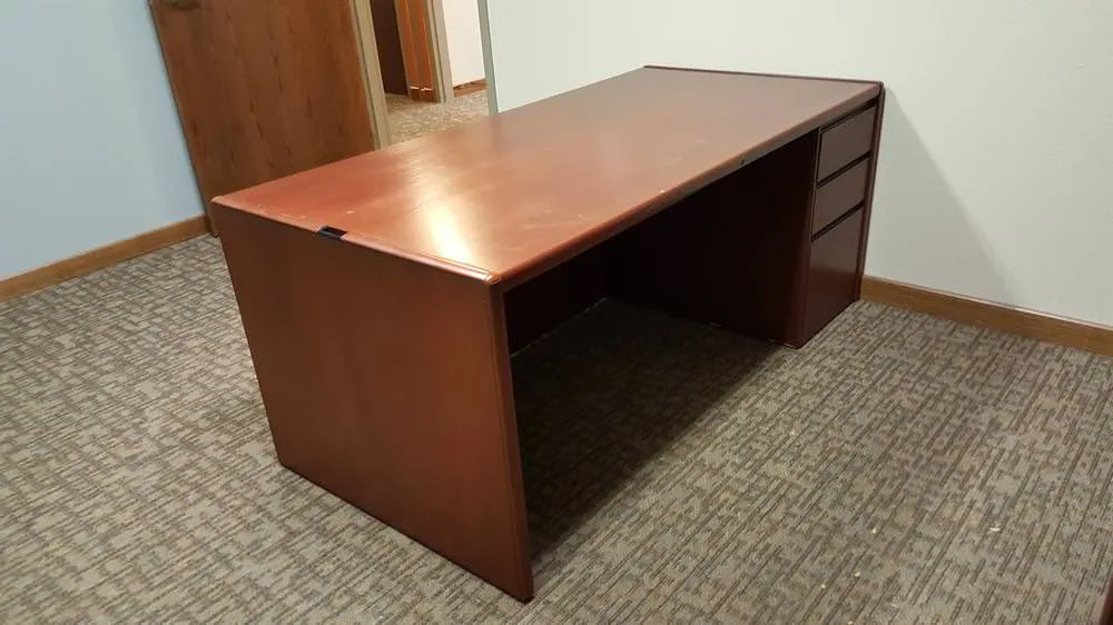 71x36 Veneer Desk with Pedestal Drawers