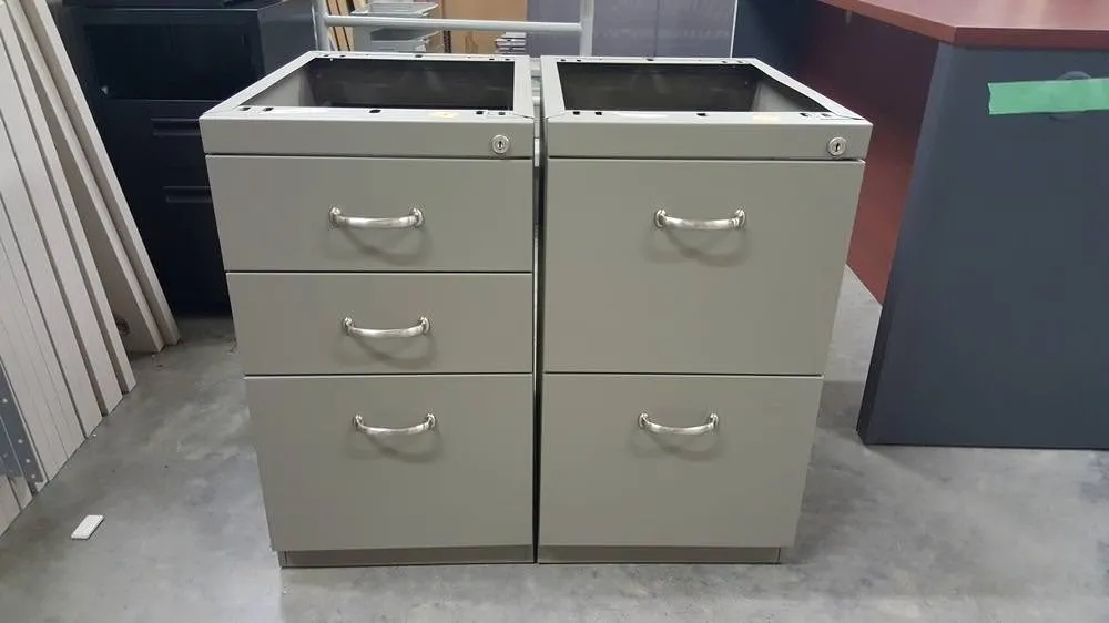 Matching Gray Desk Drawer Pedestal Set