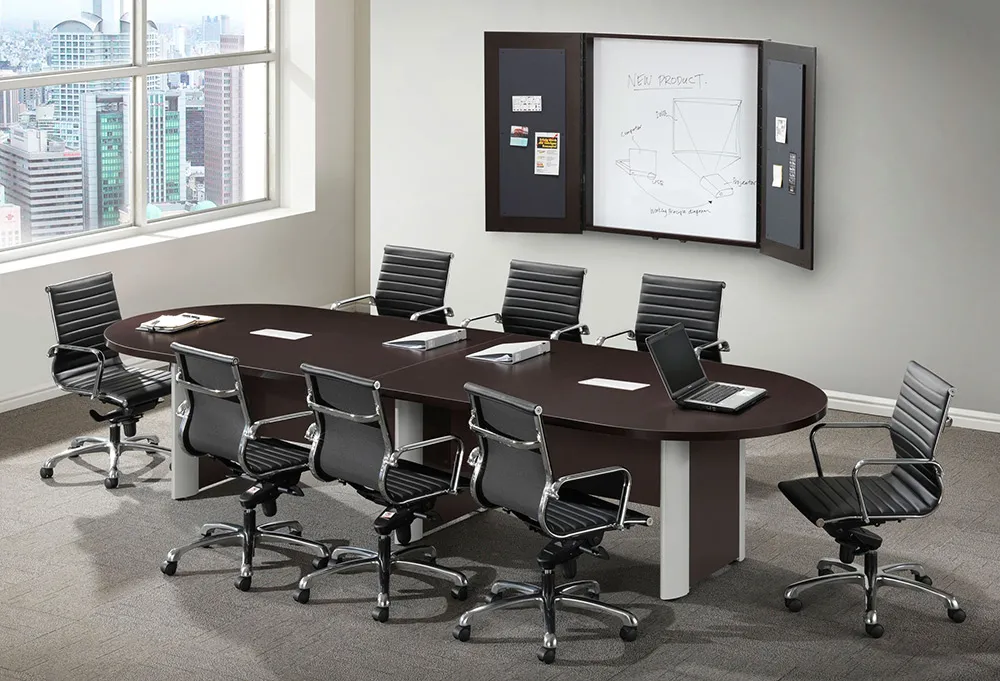 PL Laminate Racetrack Conference Table with Silver Leg Accents