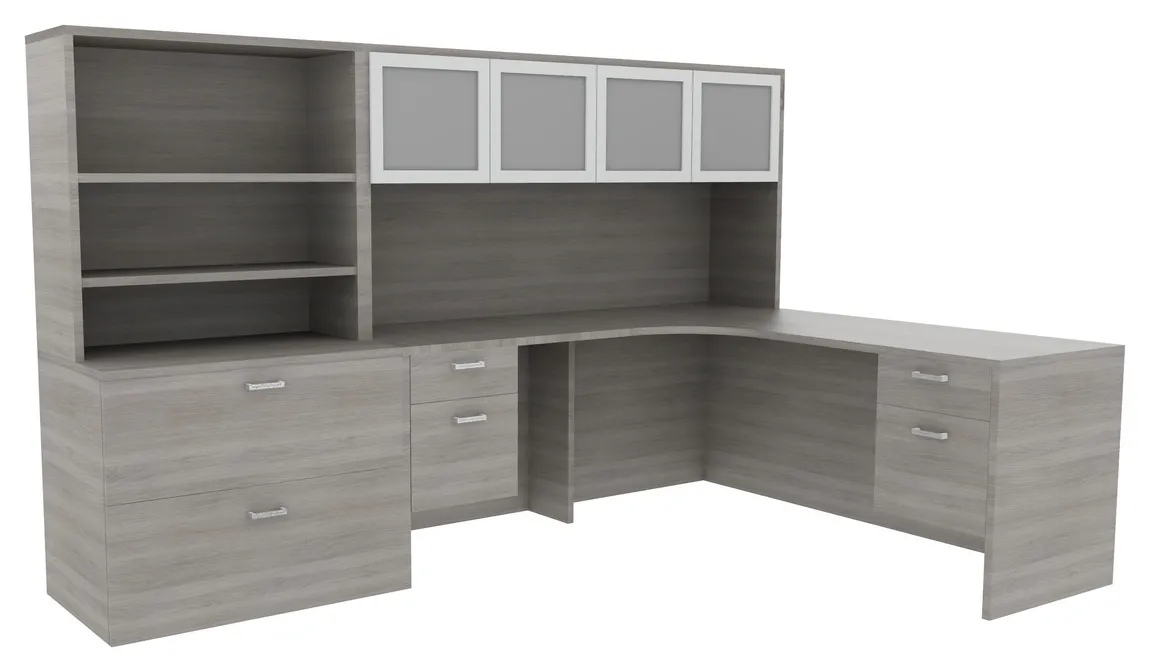 L Shaped Computer Desk with Hutch