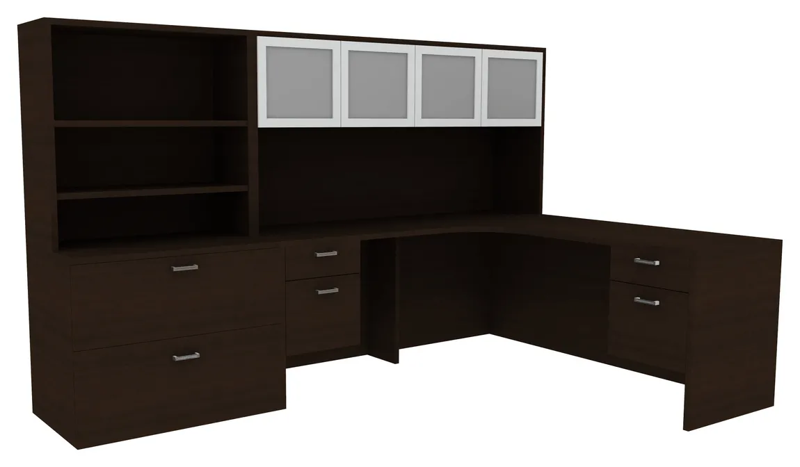 L Shaped Computer Desk with Hutch