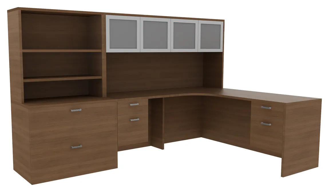 L Shaped Computer Desk with Hutch