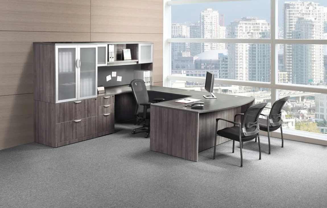101 x 71 Right Open U Desk + 36 Cabinet