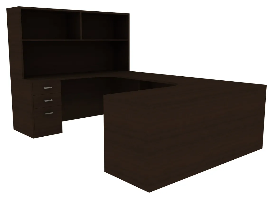 U Shaped Office Desk with Hutch