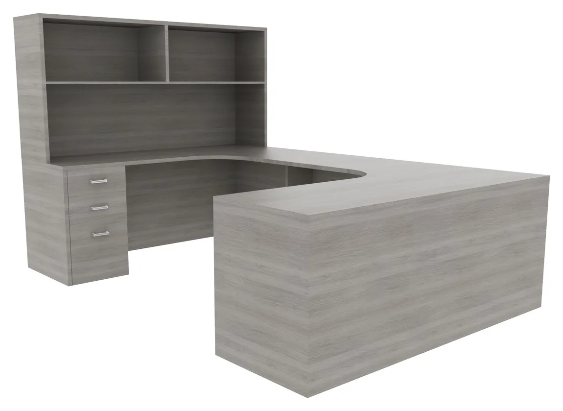 U Shaped Office Desk with Hutch