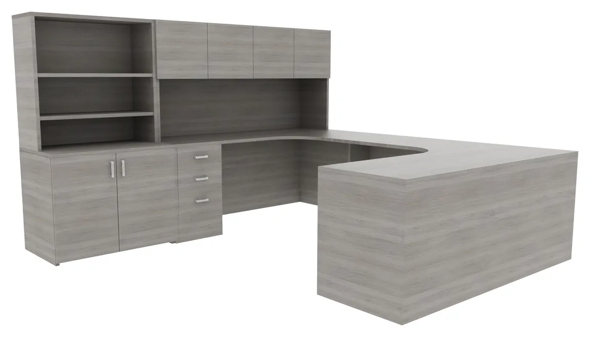 U Shaped Desk with Storage