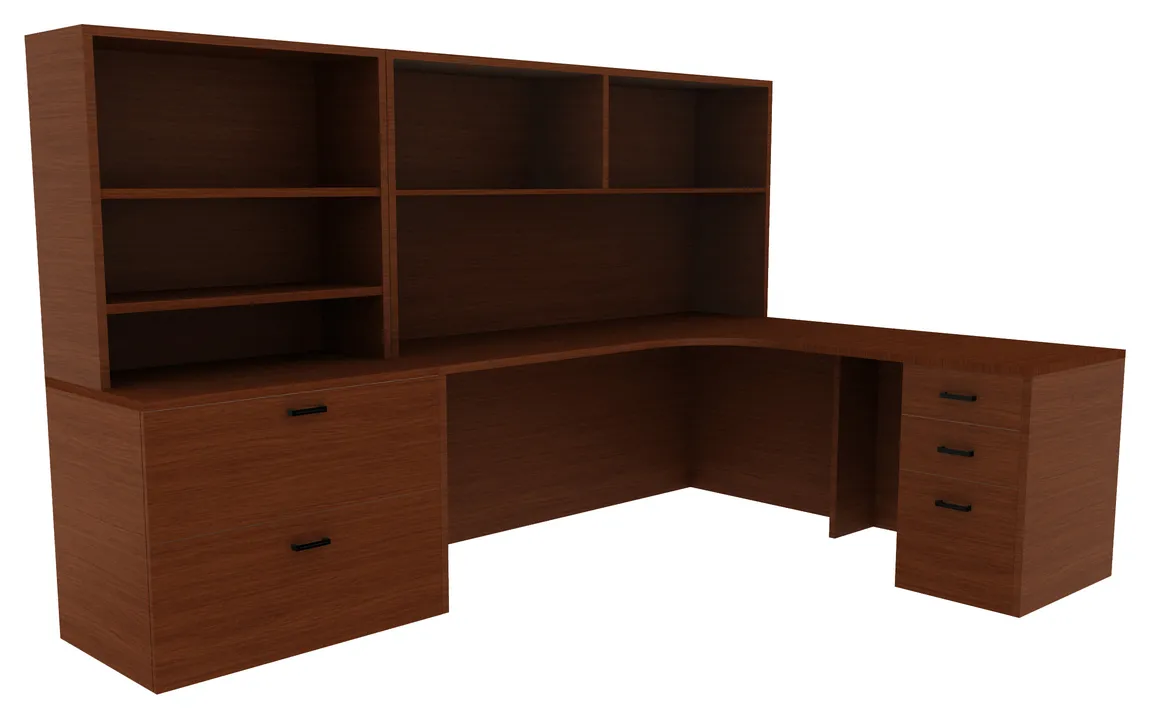 L Shaped Desk with Hutch and Storage