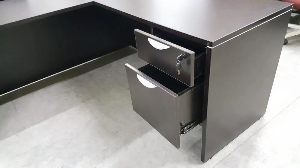 L Shape Desk with Locking Drawers