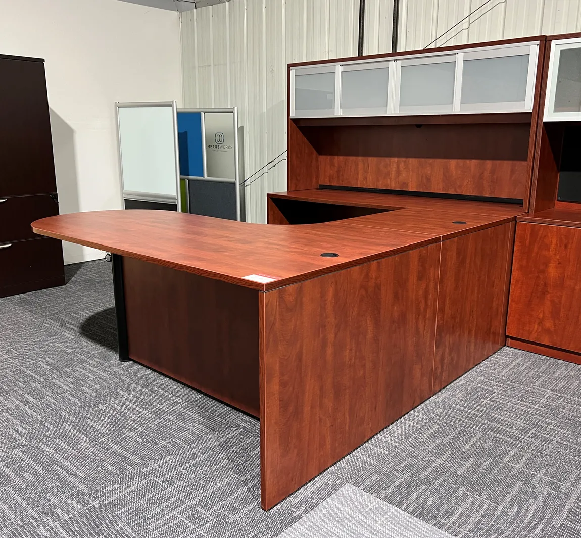 U-Shaped Peninsula Desk with Hutch