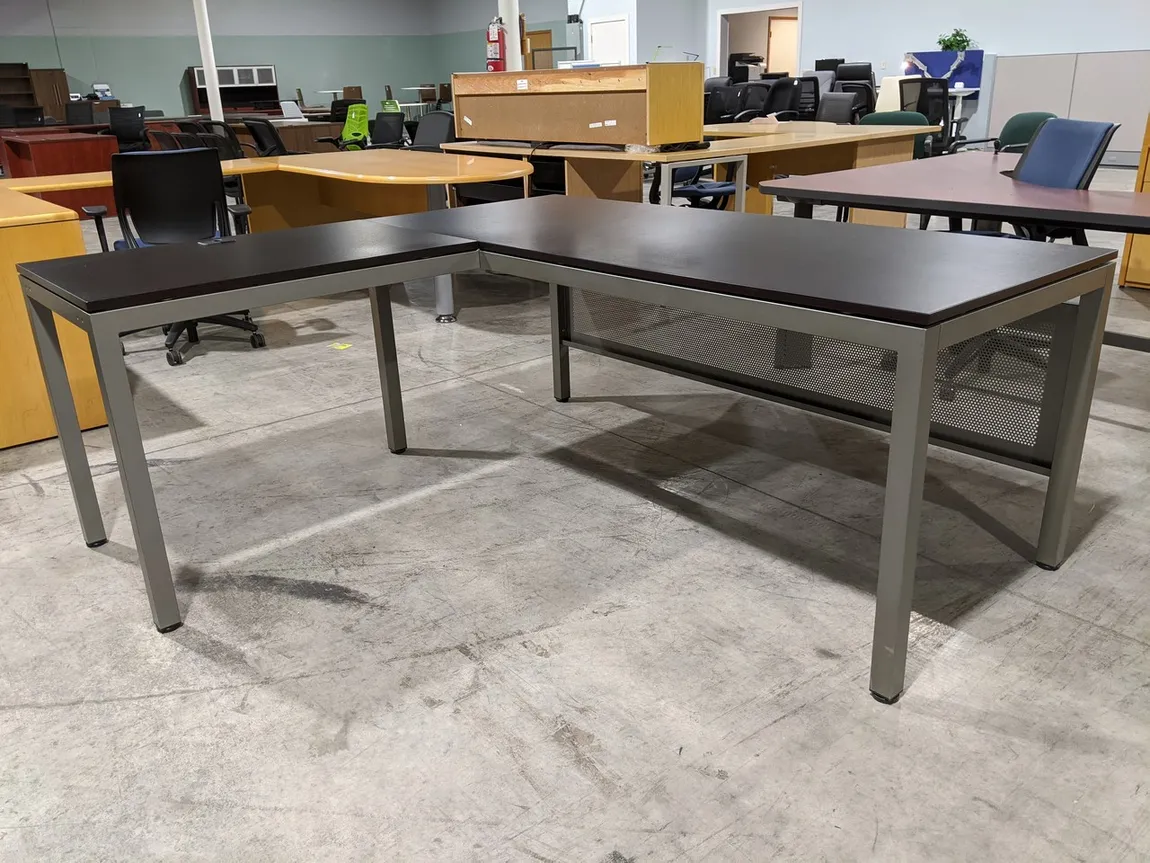 Dark Walnut Laminate L Shape Desk 71.5x66