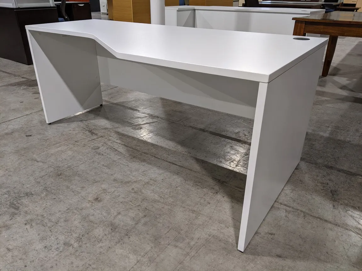 White Laminate Desk with Right Corner Extension