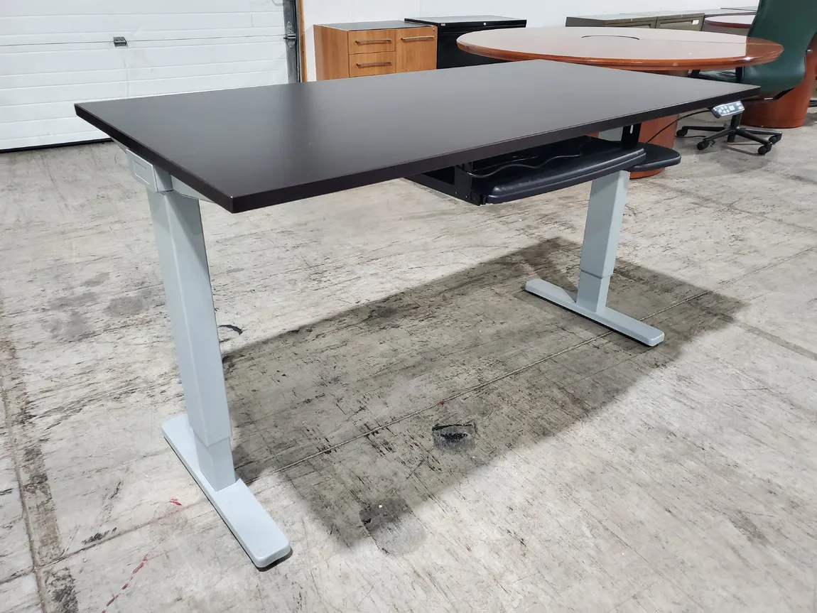 Dark Walnut Laminate Sit Stand Desk