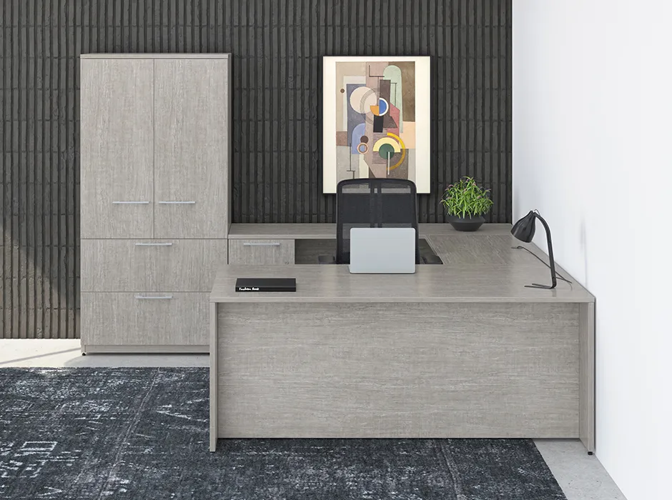 U Shaped Desk with Storage
