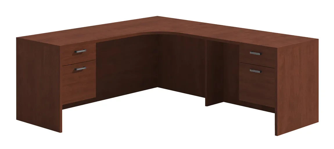 Curved L Shaped Desk with Drawers