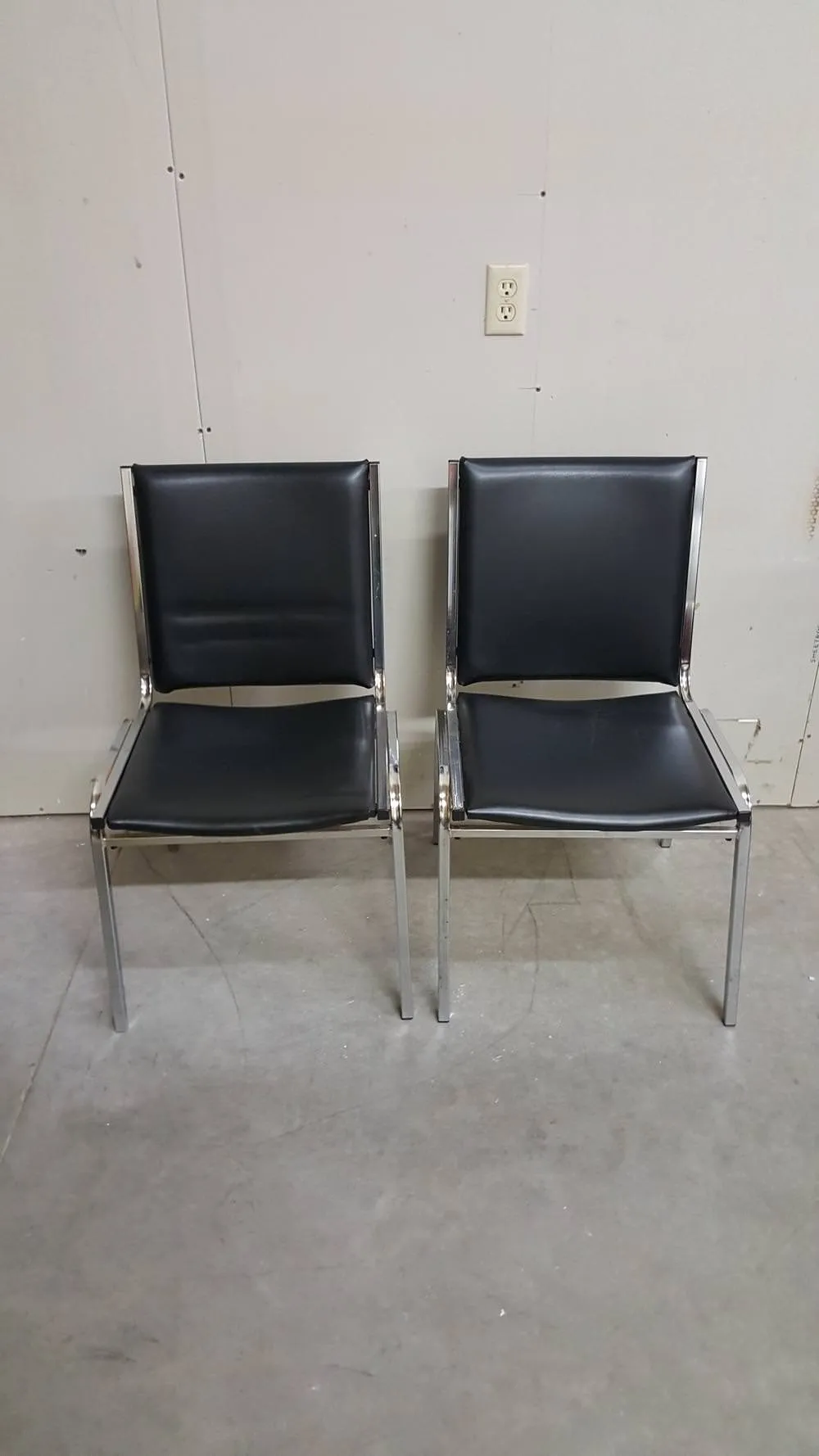 Black and Chrome Stacking Guest Chairs
