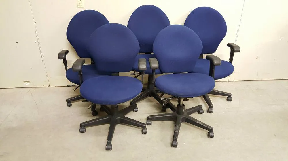 Blue Adjustable Rolling Office Chairs