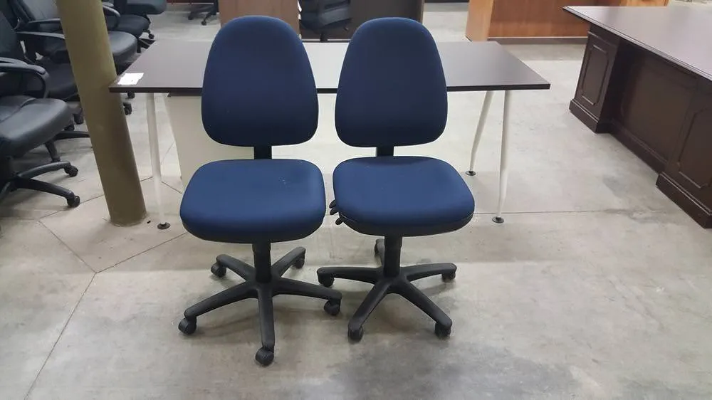 Blue Armless Adjustable Rolling Office Task Chairs