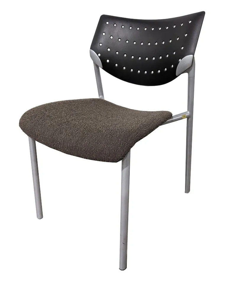 Black Plastic Back with Brown Fabric Seat Stacking Guest Chair