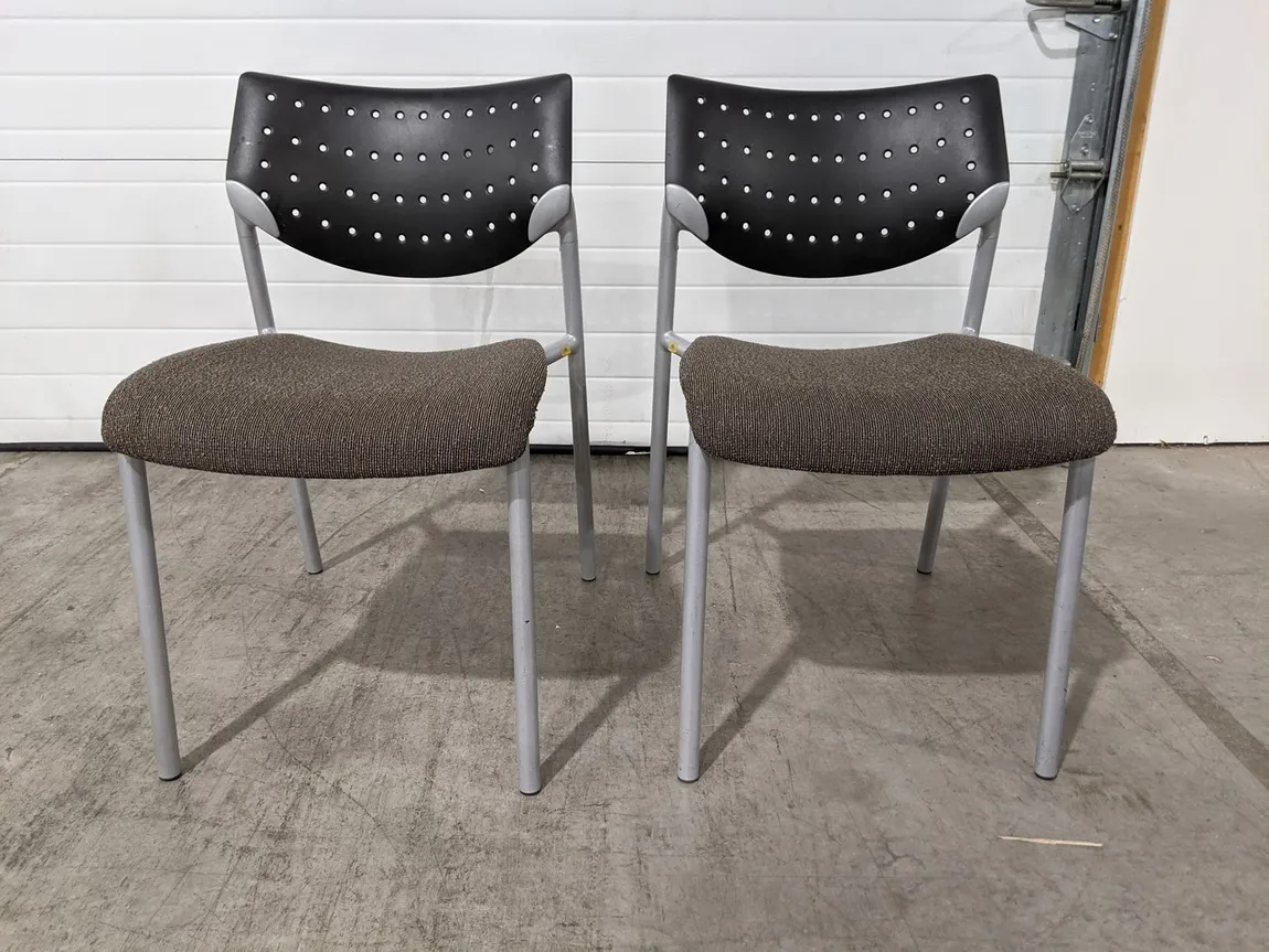 Black Plastic Back with Brown Fabric Seat Stacking Guest Chair