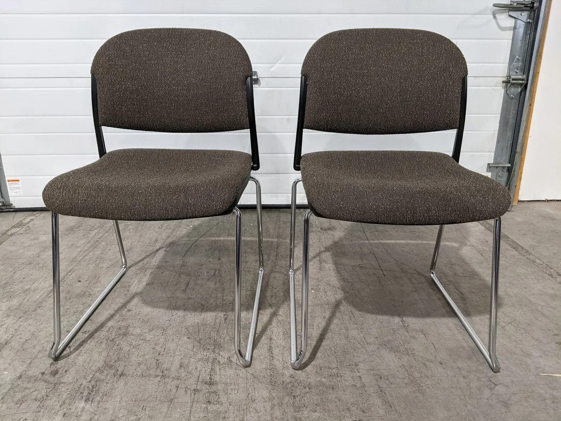 Brown Stacking Guest Chair with Sled Base