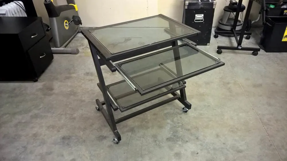 Rolling Glass Computer Desk