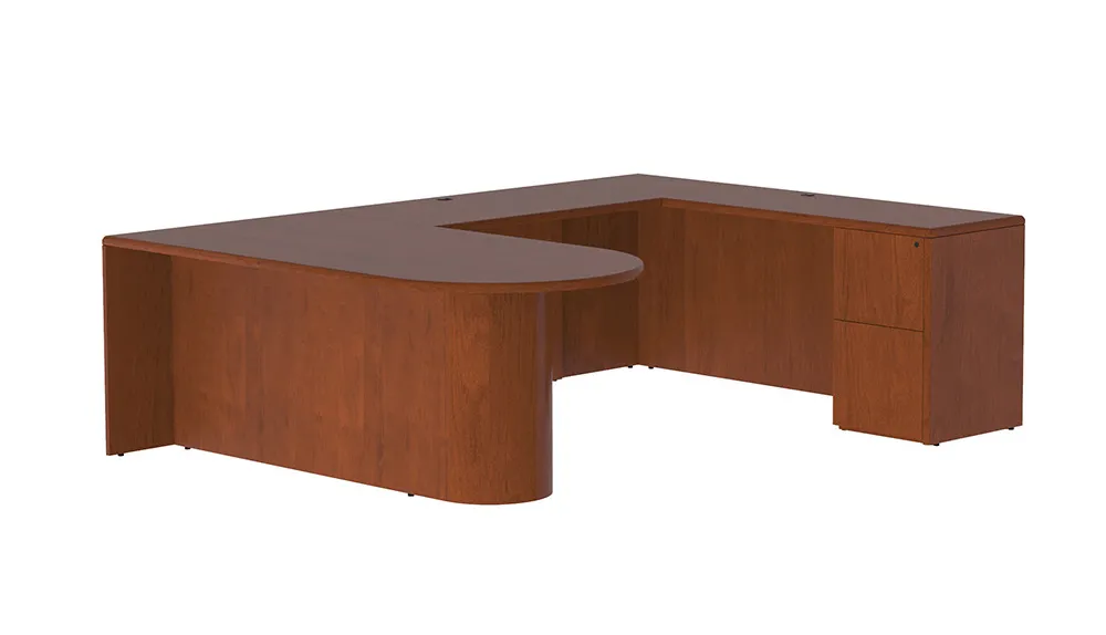 U Shaped Peninsula Desk with Drawers