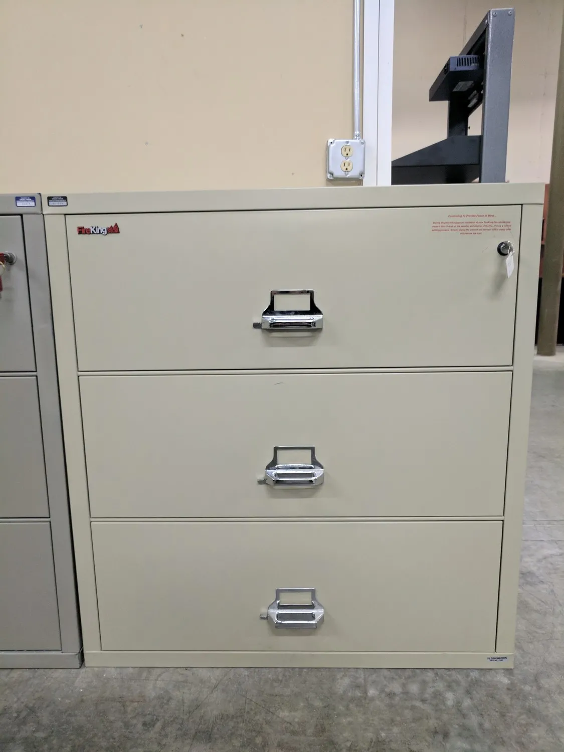 FireKing 38 3 Drawer Locking Fireproof Lateral File Filing Cabinet