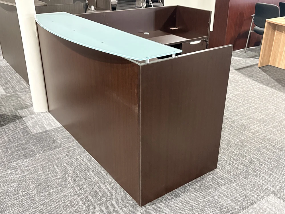 L Shaped Reception Desk with Glass Counter