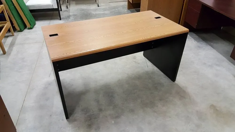 Golden Oak and Black Writers Desk Workstation