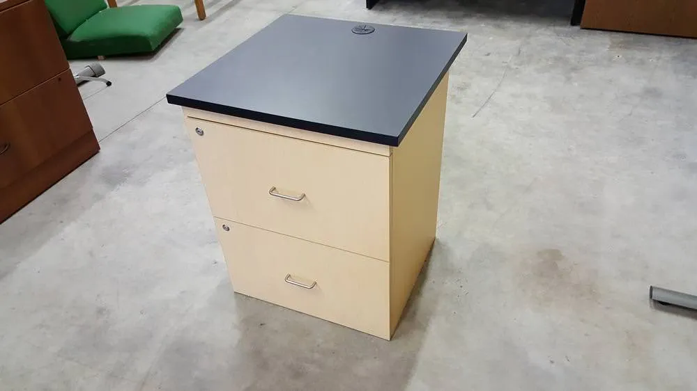 Light Oak Two Drawer Locking File Cabinet