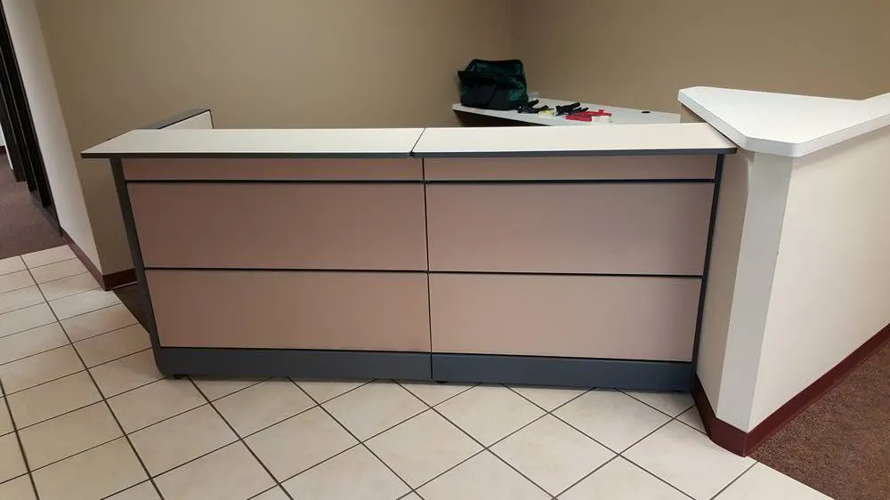 Light Gray Cubicle & Laminate Receptionist Desk
