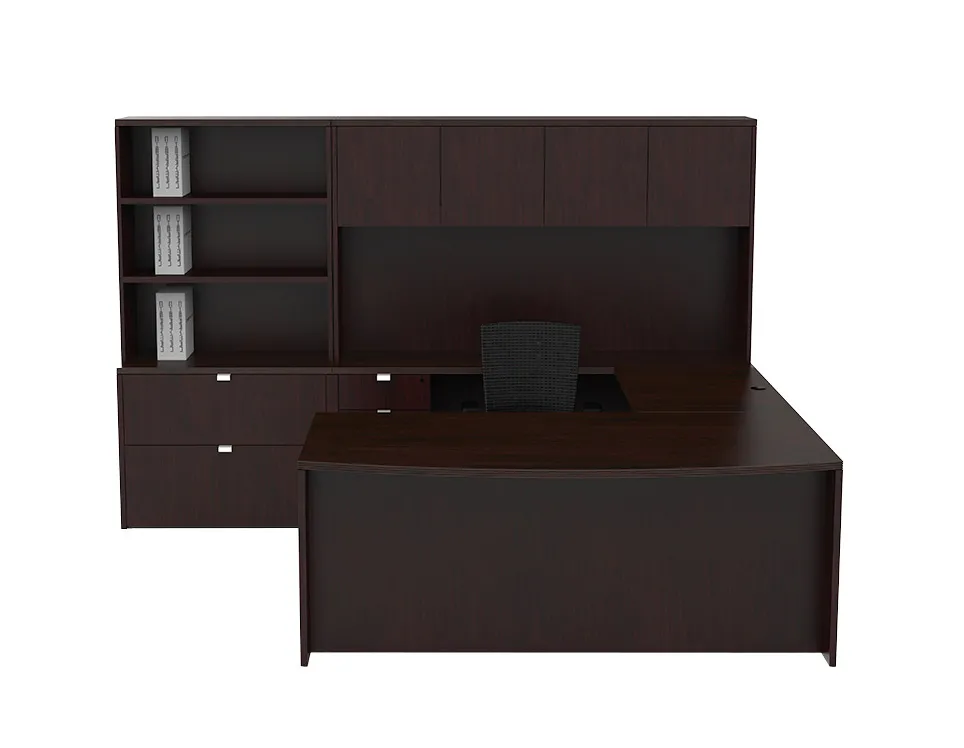 Bow Front U Shaped Desk with Storage