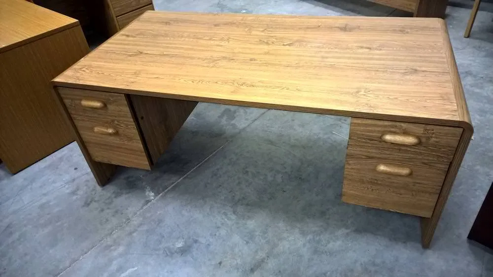 Natural Wood Colored Desk with Drawers