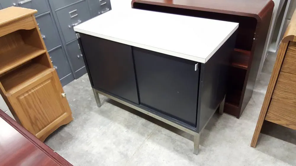 White and Gray Credenza Cabinet