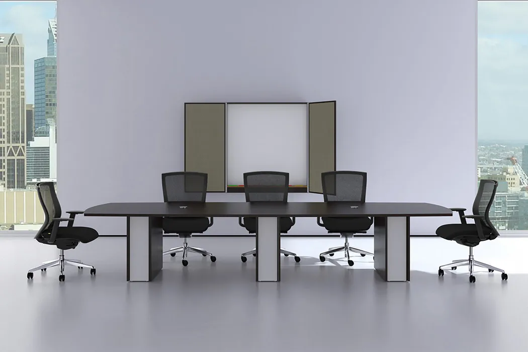 Boat Shaped Conference Table and Chairs Set