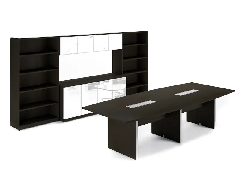 Boat Shaped Conference Table with Storage