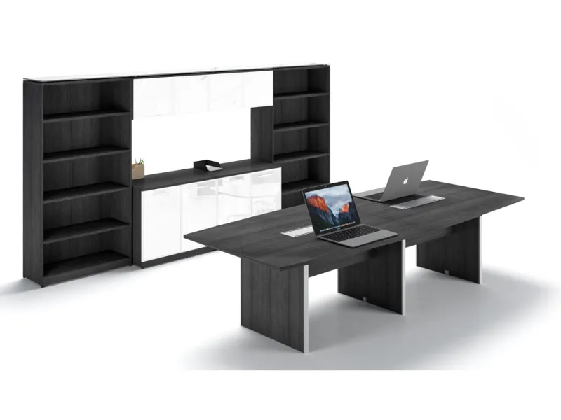 Boat Shaped Conference Table with Storage