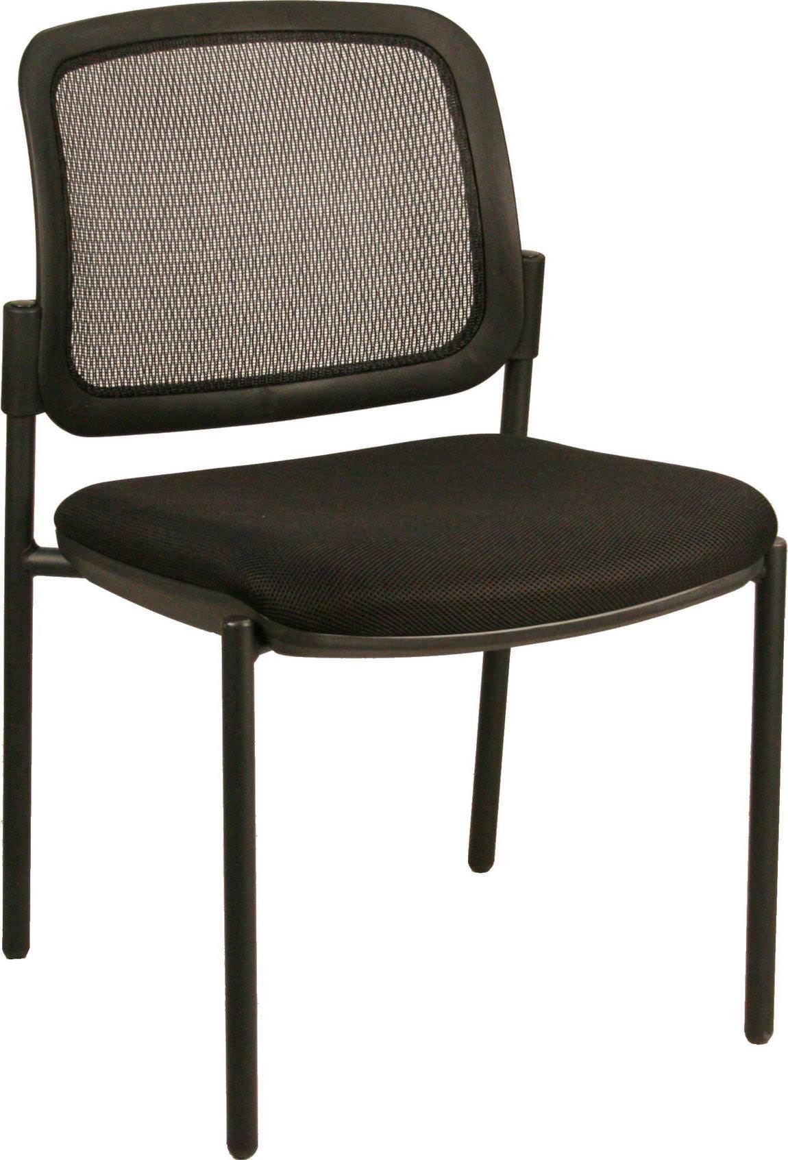Armless Guest Chair with Fabric Seat and Mesh Back