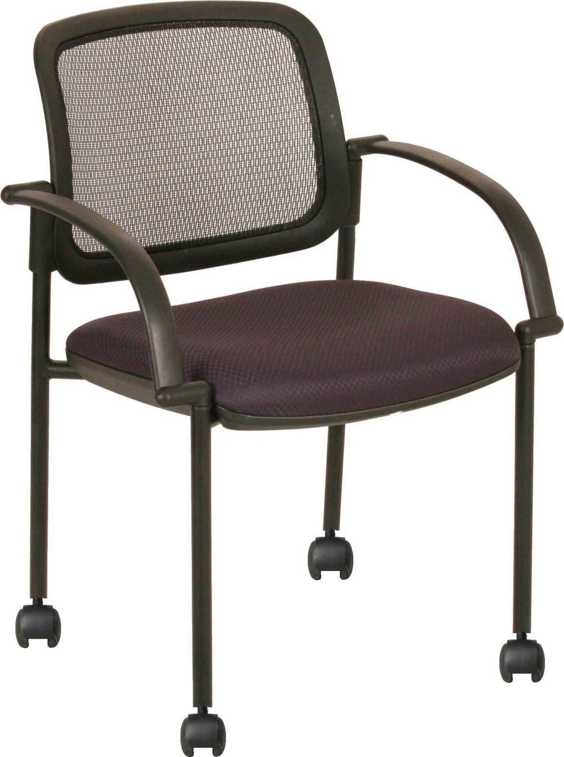 Guest Chair with Fabric Seat Mesh Back and Casters