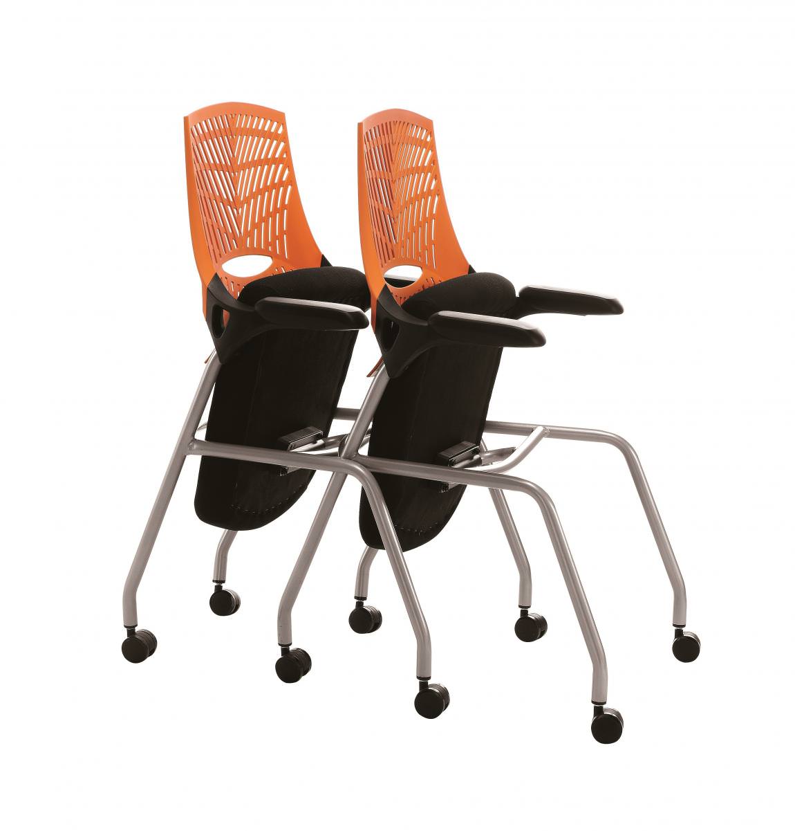 Orange Nesting GW Flex Support Chair on Casters
