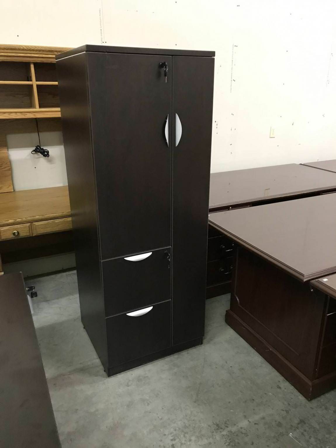 Dark Walnut Personal Storage Cabinet with Locks