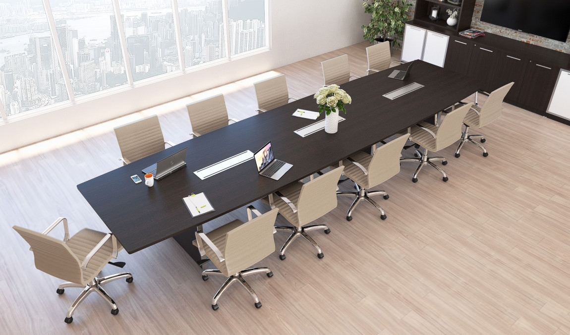Boat Shaped Conference Table And Chair Set