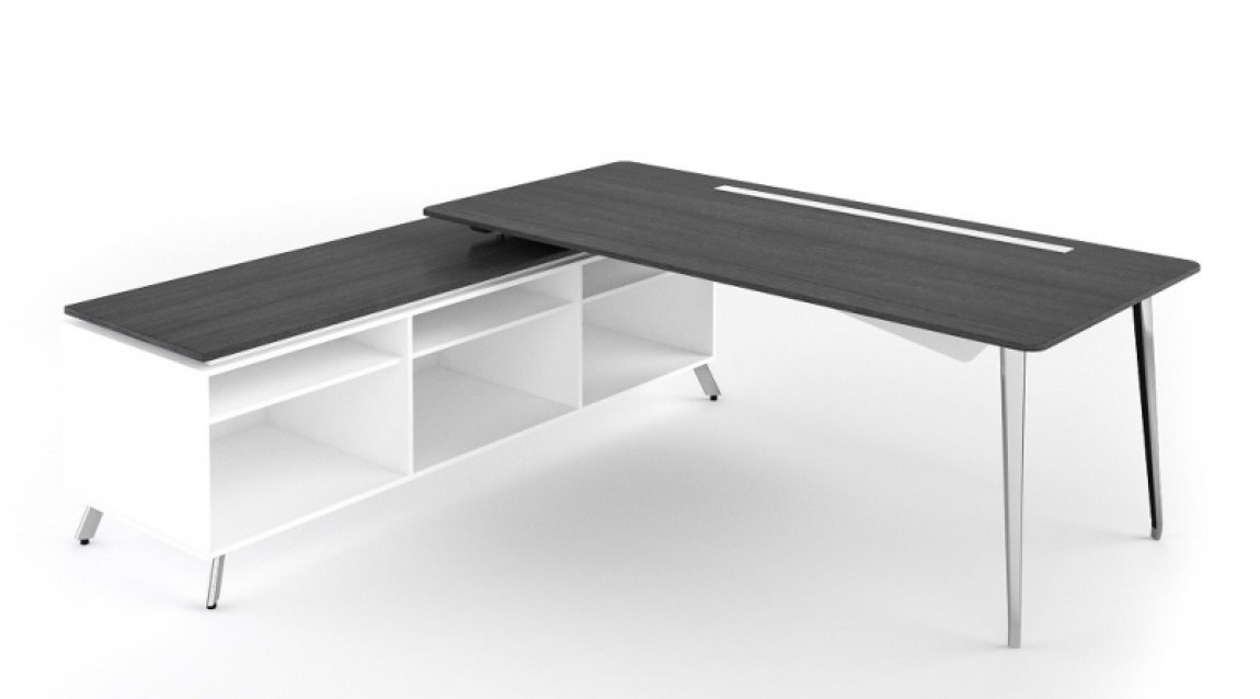 Modern L shaped Desk With Side Storage
