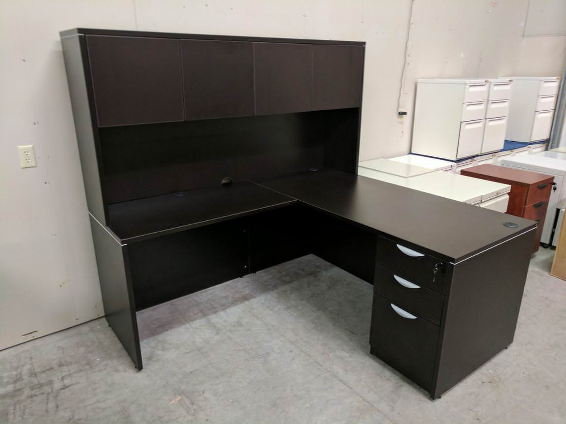 Overstock Dark Walnut L Shape Desk With Hutch 
